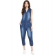 Generic Women's Denim Solid Sleeveless Jumpsuit (Blue) Generic Women's Denim Solid Sleeveless Jumpsuit (Blue)