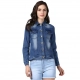 Generic Women's Denim Hand Painted Long Sleeve Jacket (Blue) Generic Women's Denim Hand Painted Long Sleeve Jacket (Blue)