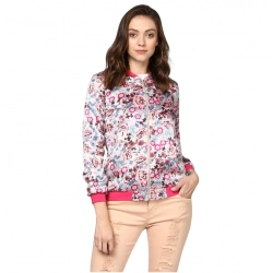 Generic Women's Satin Floral 3/4th Sleeve Jacket (Multicolor)