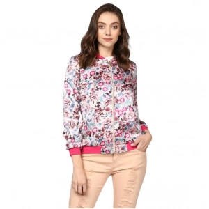 Generic Women's Satin Floral 3/4th Sleeve Jacket (Multicolor)