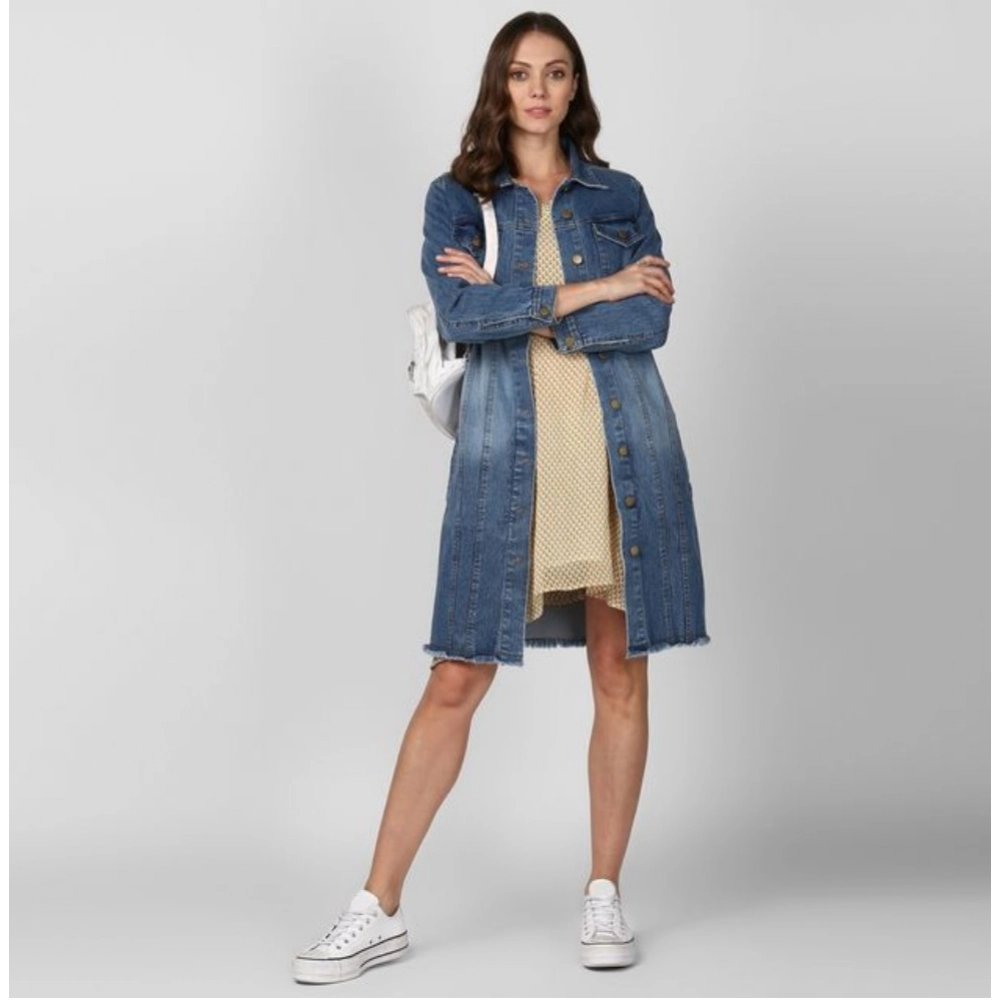 Generic Women's Denim Washed Long Sleeve Jacket (Blue) Generic Women's Denim Washed Long Sleeve Jacket (Blue)