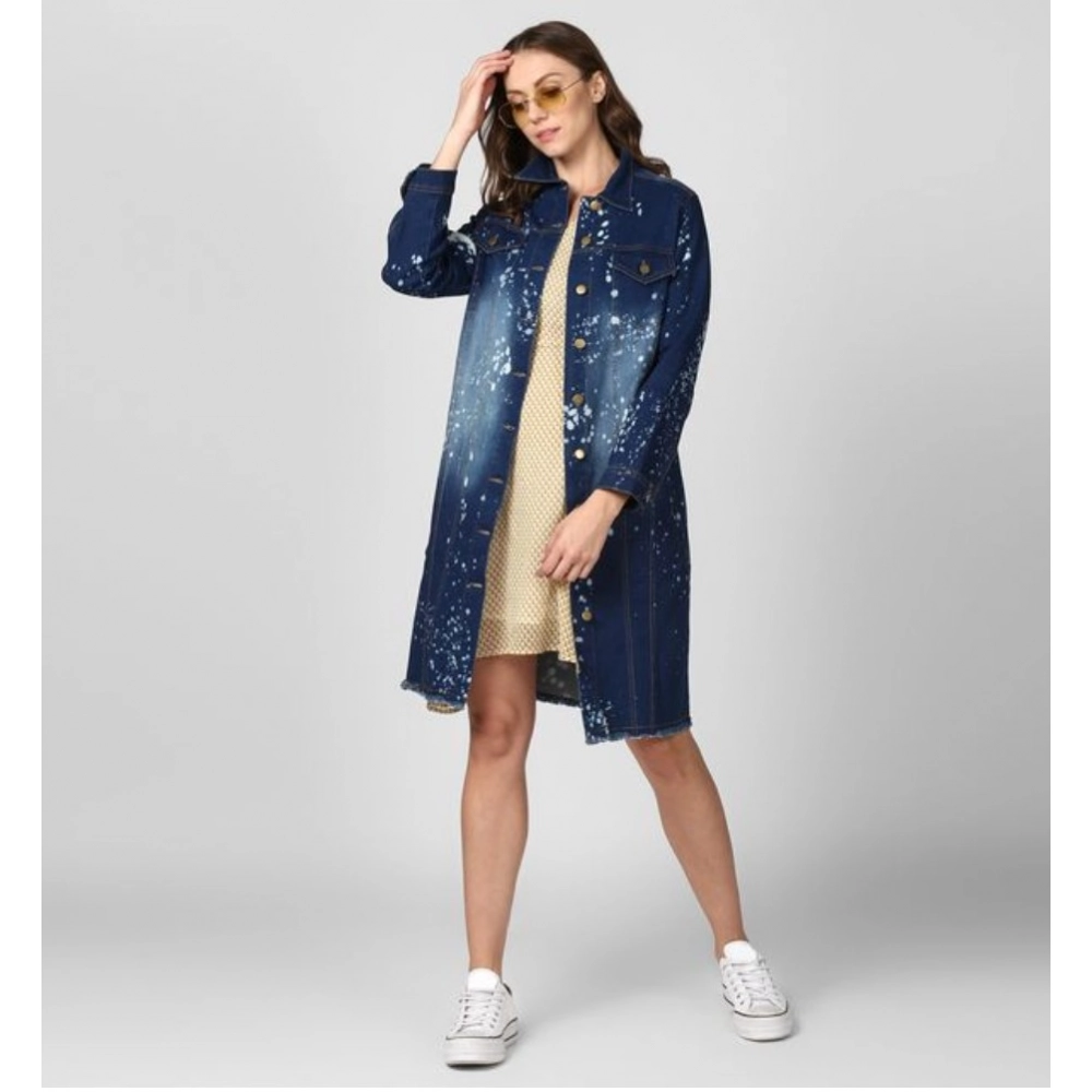 Generic Women's Denim Washed Long Sleeve Jacket (Blue) Generic Women's Denim Washed Long Sleeve Jacket (Blue)