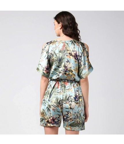 Generic Women's Polyester Floral Dungaree Pant (Multicolor) Generic Women's Polyester Floral Dungaree Pant (Multicolor)