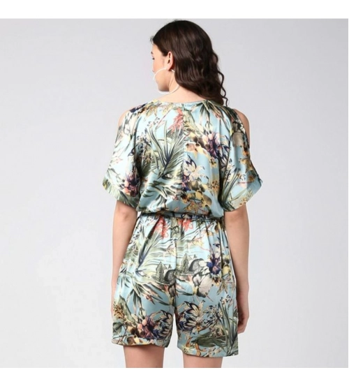 Generic Women's Polyester Floral Dungaree Pant (Multicolor)