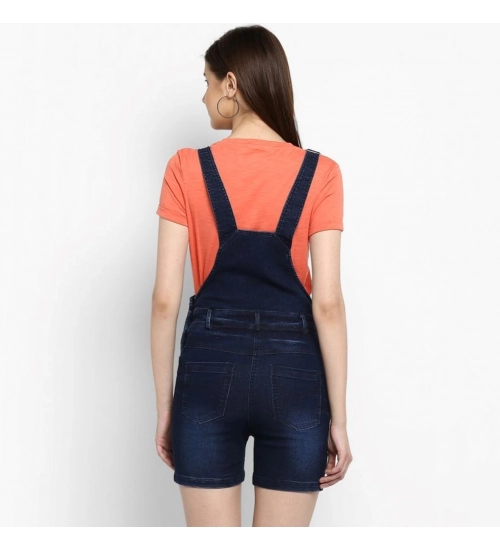Generic Women's Denim Shorts Style Dungaree Pant (Blue)