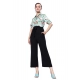 Generic Women's Polyester Printed 3/4th Sleeve Jumpsuit (Green - Black)