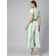 Generic Women's Rayon Striped Short Sleeve Jumpsuit (Green - White) Generic Women's Rayon Striped Short Sleeve Jumpsuit (Green - White)