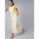 Generic Women's Rayon Striped Short Sleeve Jumpsuit (Yellow - White)