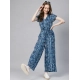 Generic Women's Rayon Tie & Dye Short Sleeve Jumpsuit (Blue) Generic Women's Rayon Tie & Dye Short Sleeve Jumpsuit (Blue)