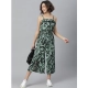Generic Women's Polyester Printed Shoulder Straps Jumpsuit (Black - Green) Generic Women's Polyester Printed Shoulder Straps Jumpsuit (Black - Green)