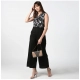 Generic Women's Polyester Embroidered Sleeveless Jumpsuit (Black) Generic Women's Polyester Embroidered Sleeveless Jumpsuit (Black)