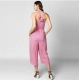 Generic Women's Polyester Striped Sleeveless Jumpsuit (Pink) Generic Women's Polyester Striped Sleeveless Jumpsuit (Pink)