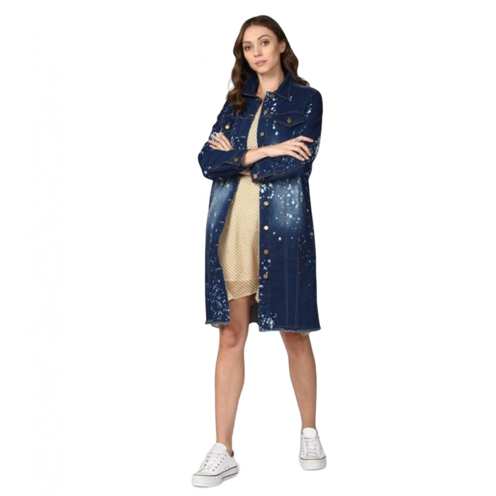 Generic Women's Denim Washed Long Sleeve Jacket (Blue) Generic Women's Denim Washed Long Sleeve Jacket (Blue)