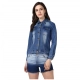 Generic Women's Denim Hand Painted Long Sleeve Jacket (Blue)