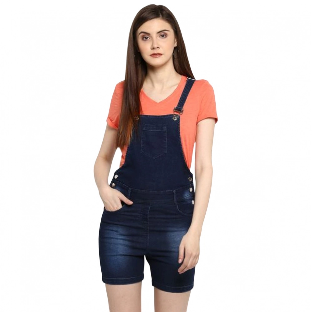 Generic Women's Denim Shorts Style Dungaree Pant (Blue) Generic Women's Denim Shorts Style Dungaree Pant (Blue)