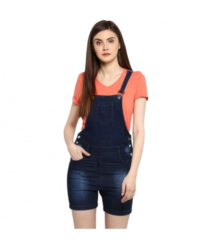 Generic Women's Denim Shorts Style Dungaree Pant (Blue)