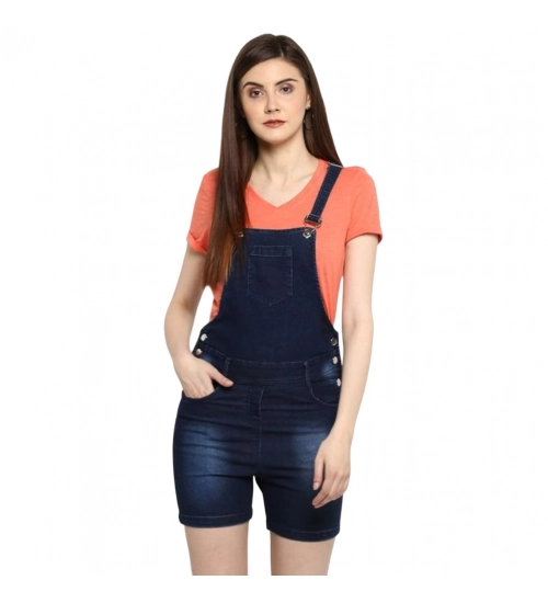Generic Women's Denim Shorts Style Dungaree Pant (Blue)