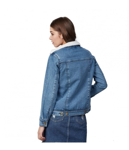 Generic Women's Denim Washed Long Sleeve Jacket (Blue) Generic Women's Denim Washed Long Sleeve Jacket (Blue)