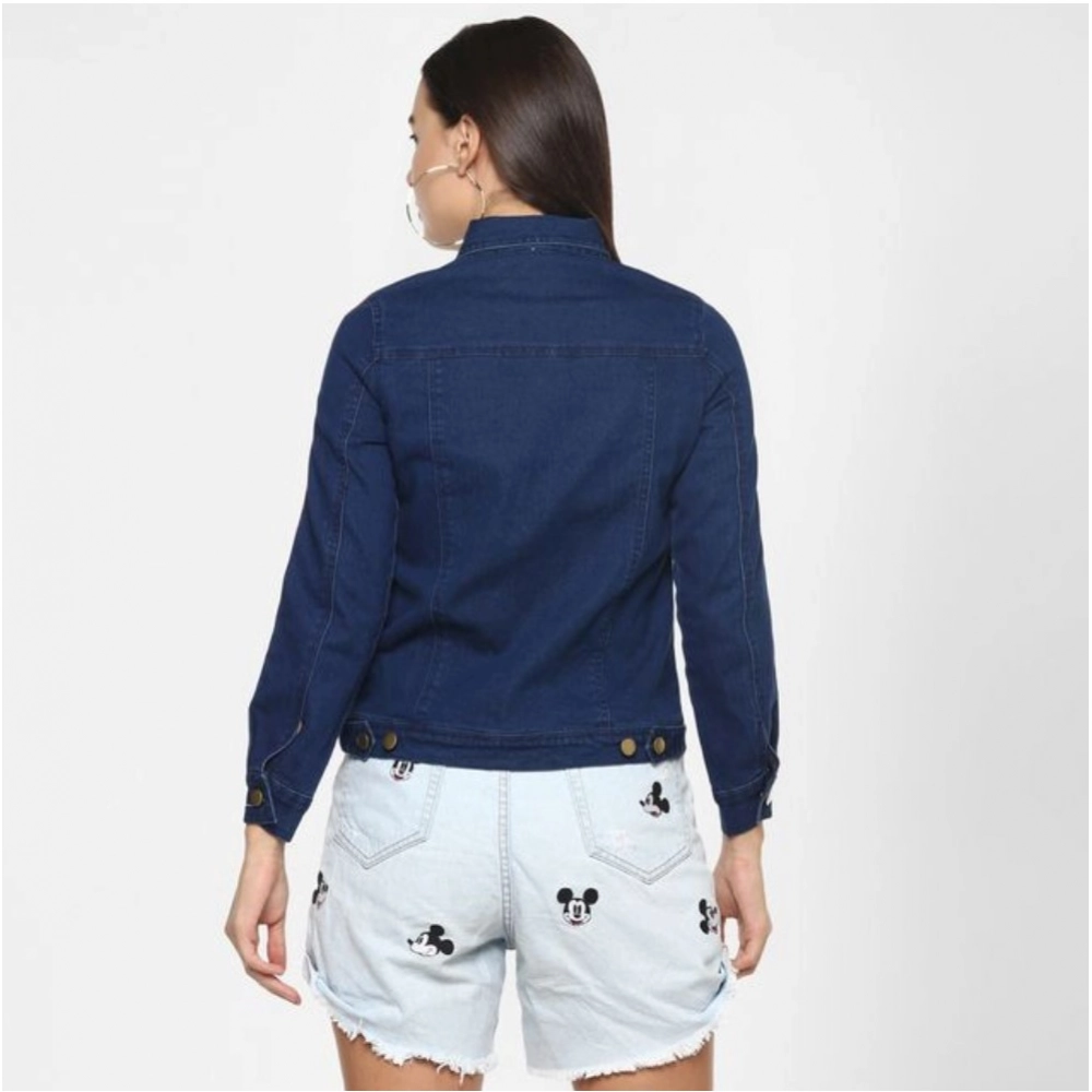 Generic Women's Denim Taping Long Sleeve Jacket (Blue) Generic Women's Denim Taping Long Sleeve Jacket (Blue)