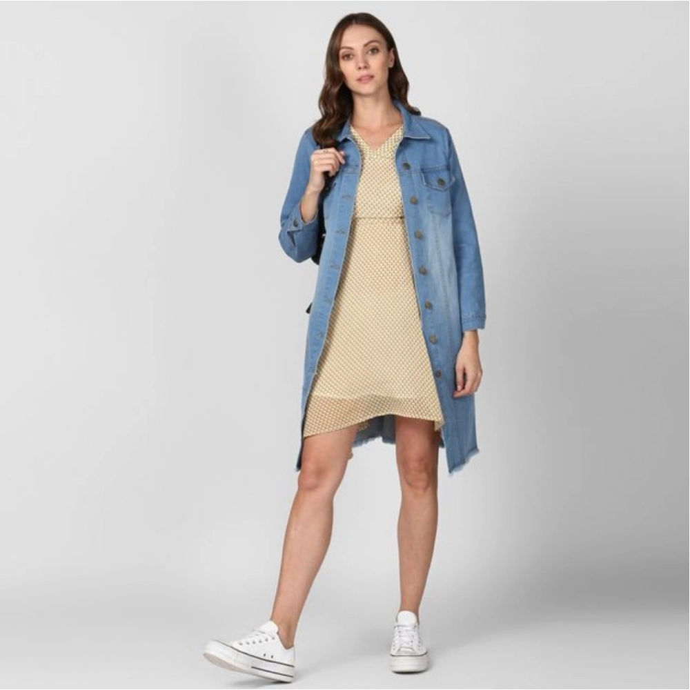 Generic Women's Denim Washed Long Sleeve Jacket (Blue) Generic Women's Denim Washed Long Sleeve Jacket (Blue)