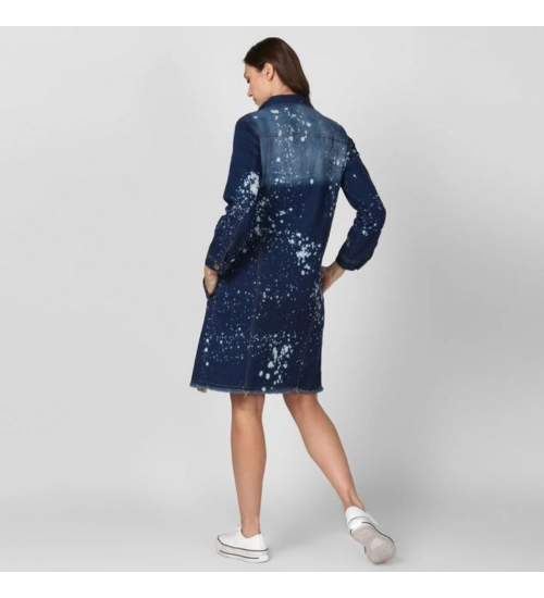 Generic Women's Denim Washed Long Sleeve Jacket (Blue)