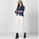 Generic Women's Denim Washed Long Sleeve Jacket (Blue)