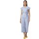 Generic Women's Cotton-Polyester Blend Striped Short Sleeve Jumpsuit (Blue) Generic Women's Cotton-Polyester Blend Striped Short Sleeve Jumpsuit (Blue)