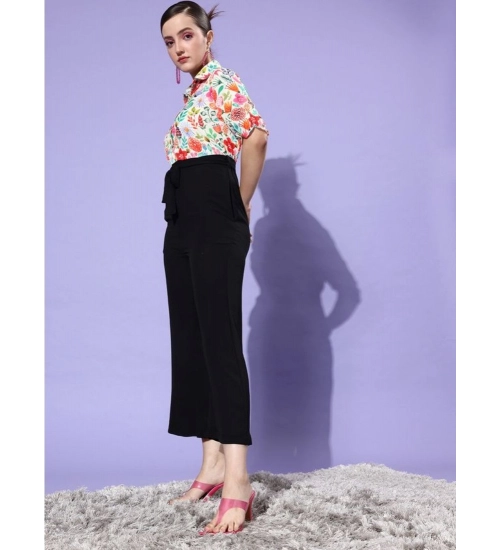 Generic Women's Polyester Printed 3/4th Sleeve Jumpsuit (Multicolor)