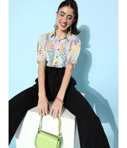 Generic Women's Polyester Printed 3/4th Sleeve Jumpsuit (Multicolor) Generic Women's Polyester Printed 3/4th Sleeve Jumpsuit (Multicolor)