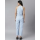 Generic Women's Denim Self Design Sleeveless Jumpsuit (Blue) Generic Women's Denim Self Design Sleeveless Jumpsuit (Blue)