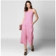 Generic Women's Polyester Striped Sleeveless Jumpsuit (Pink) Generic Women's Polyester Striped Sleeveless Jumpsuit (Pink)