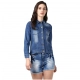 Generic Women's Denim Hand Painted Long Sleeve Jacket (Blue) Generic Women's Denim Hand Painted Long Sleeve Jacket (Blue)