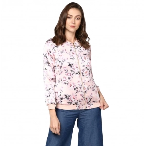 Generic Women's Satin Floral 3/4th Sleeve Jacket (Light Pink)