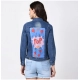 Generic Women's Denim Hand Painted Long Sleeve Jacket (Blue) Generic Women's Denim Hand Painted Long Sleeve Jacket (Blue)