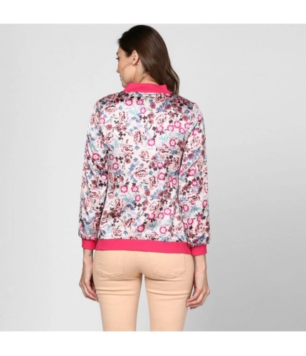 Generic Women's Satin Floral 3/4th Sleeve Jacket (Multicolor) Generic Women's Satin Floral 3/4th Sleeve Jacket (Multicolor)