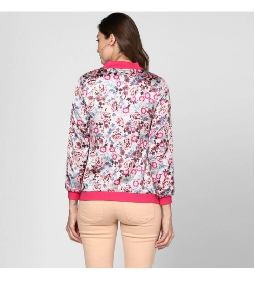 Generic Women's Satin Floral 3/4th Sleeve Jacket (Multicolor)