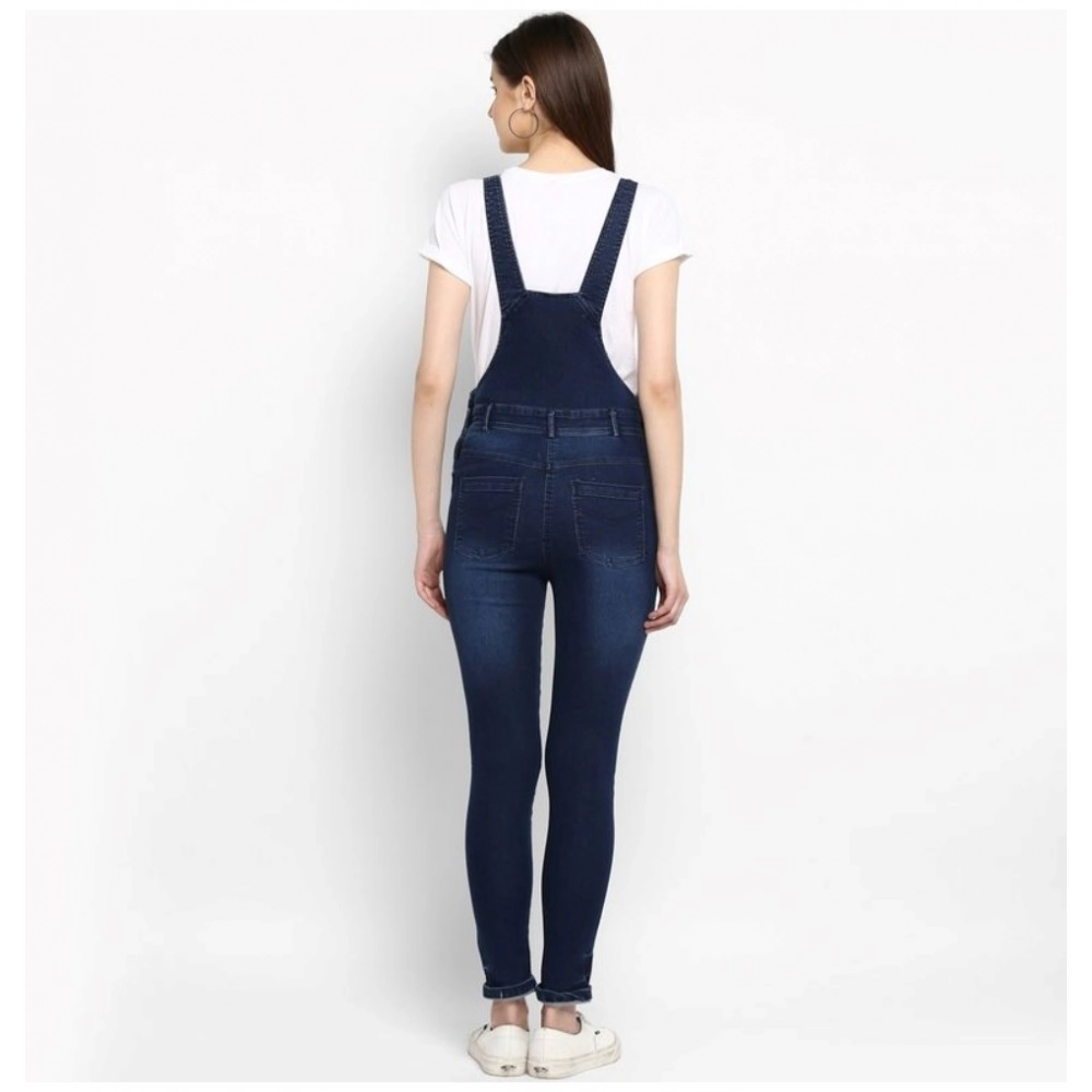 Generic Women's Denim Solid Dungaree Pant (Blue) Generic Women's Denim Solid Dungaree Pant (Blue)