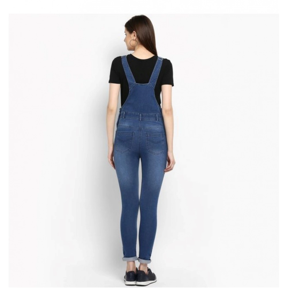 Generic Women's Denim Solid Dungaree Pant (Blue) Generic Women's Denim Solid Dungaree Pant (Blue)