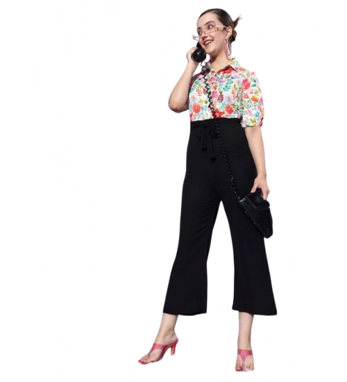 Generic Women's Polyester Printed 3/4th Sleeve Jumpsuit (Multicolor)