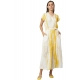 Generic Women's Rayon Striped Short Sleeve Jumpsuit (Yellow - White)
