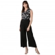 Generic Women's Polyester Embroidered Sleeveless Jumpsuit (Black) Generic Women's Polyester Embroidered Sleeveless Jumpsuit (Black)