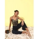 Generic Women's Polyester Embellished Sleeveless Jumpsuit (Gold) Generic Women's Polyester Embellished Sleeveless Jumpsuit (Gold)