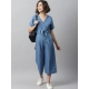 Generic Women's Denim Solid Half Sleeve Jumpsuit (Blue) Generic Women's Denim Solid Half Sleeve Jumpsuit (Blue)