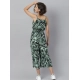 Generic Women's Polyester Printed Shoulder Straps Jumpsuit (Black - Green) Generic Women's Polyester Printed Shoulder Straps Jumpsuit (Black - Green)
