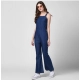 Generic Women's Denim Solid Shoulder Straps Jumpsuit (Blue) Generic Women's Denim Solid Shoulder Straps Jumpsuit (Blue)