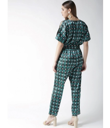 Generic Women's Polyester Polka Half Sleeve Jumpsuit (Green) Generic Women's Polyester Polka Half Sleeve Jumpsuit (Green)