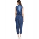 Generic Women's Denim Solid Sleeveless Jumpsuit (Blue) Generic Women's Denim Solid Sleeveless Jumpsuit (Blue)