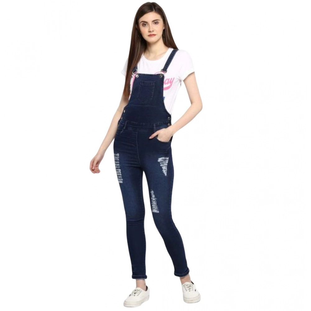 Generic Women's Denim Solid Dungaree Pant (Blue) Generic Women's Denim Solid Dungaree Pant (Blue)