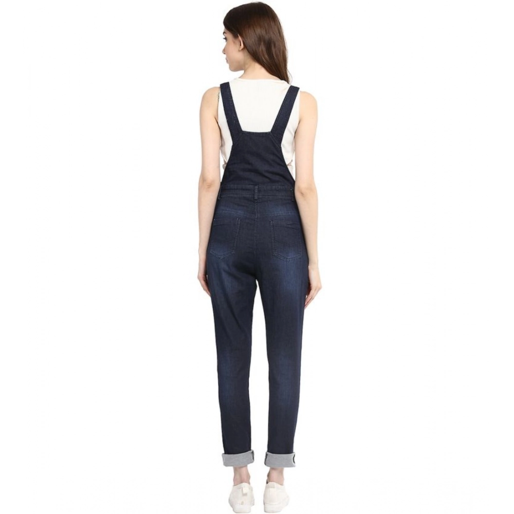 Generic Women's Denim Solid Dungaree Pant (Blue) Generic Women's Denim Solid Dungaree Pant (Blue)