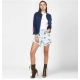 Generic Women's Denim Taping Long Sleeve Jacket (Blue) Generic Women's Denim Taping Long Sleeve Jacket (Blue)